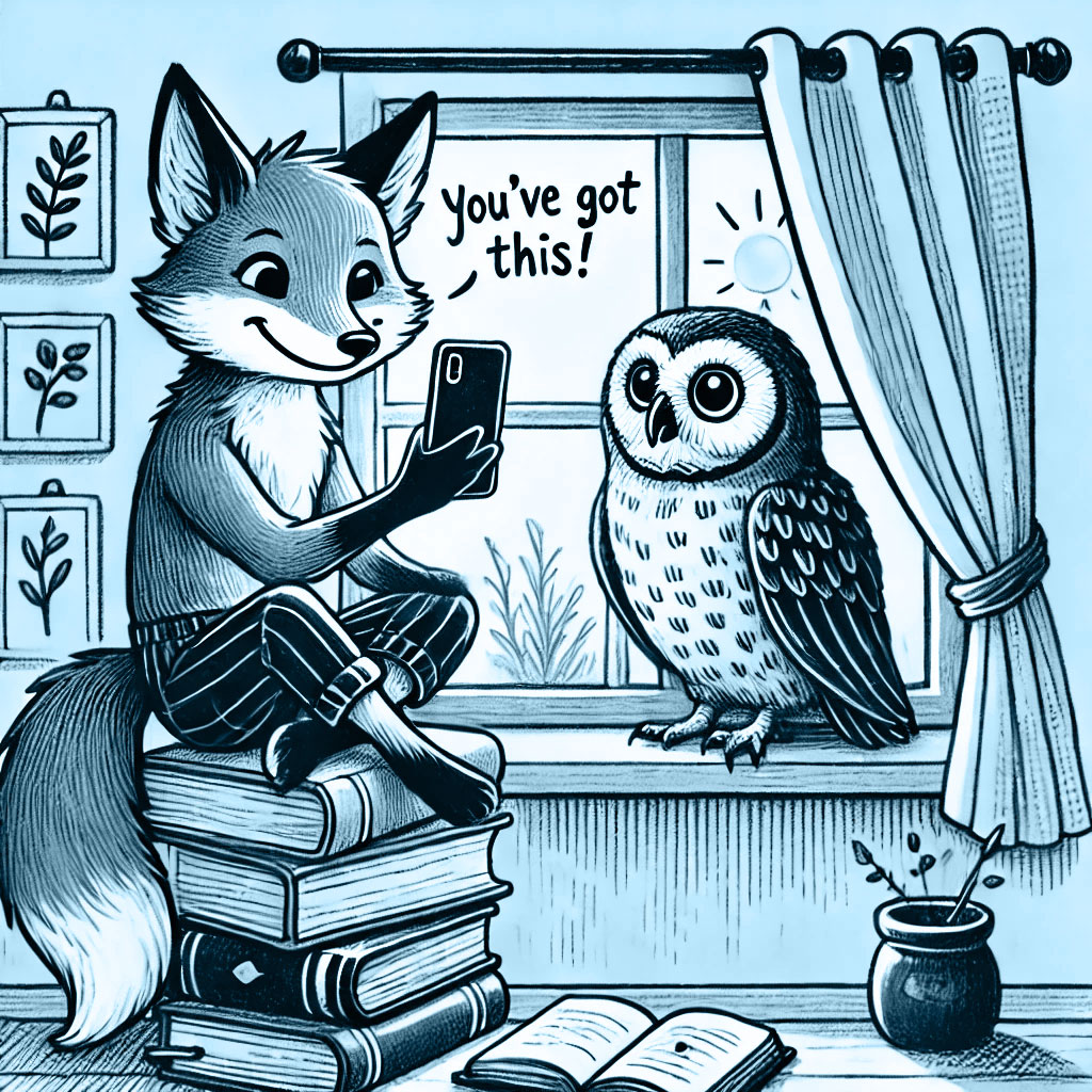 fox and owl doing LinkedIn™ video.